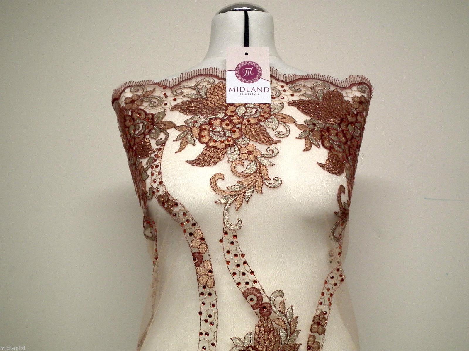 EMBROIDERY SCALLOPED FLORAL TULLE NET LACE BRIDAL DRESS FABRIC M231