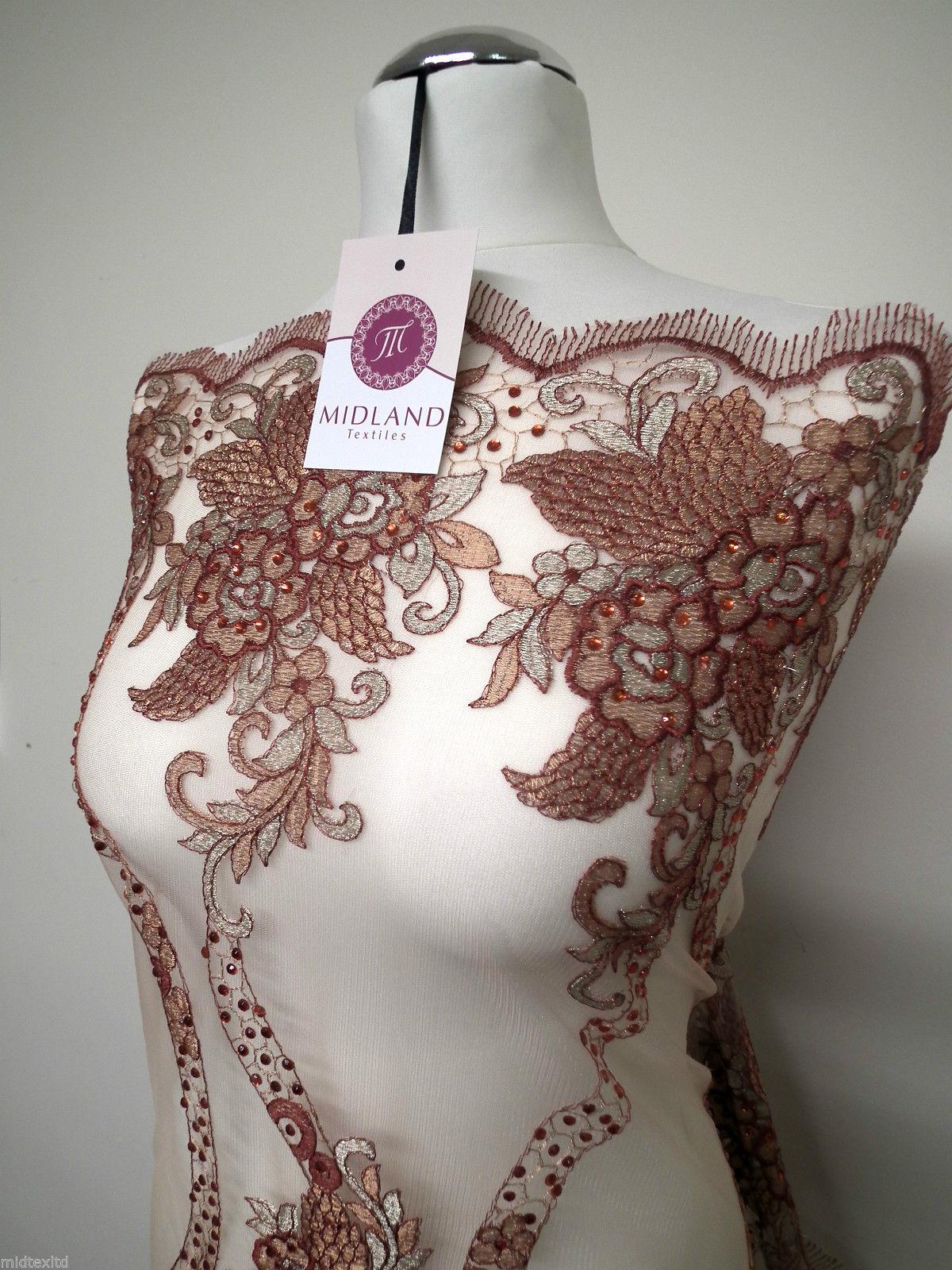 EMBROIDERY SCALLOPED FLORAL TULLE NET LACE BRIDAL DRESS FABRIC M231