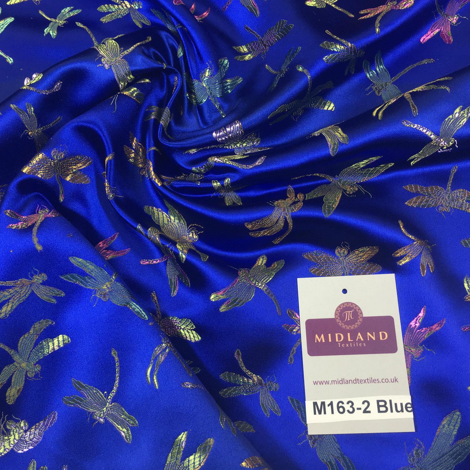 CHINESE ORIENTAL GOLD DRAGONFLY BROCADE SILKY SATIN DRESS FABRIC 44' M163