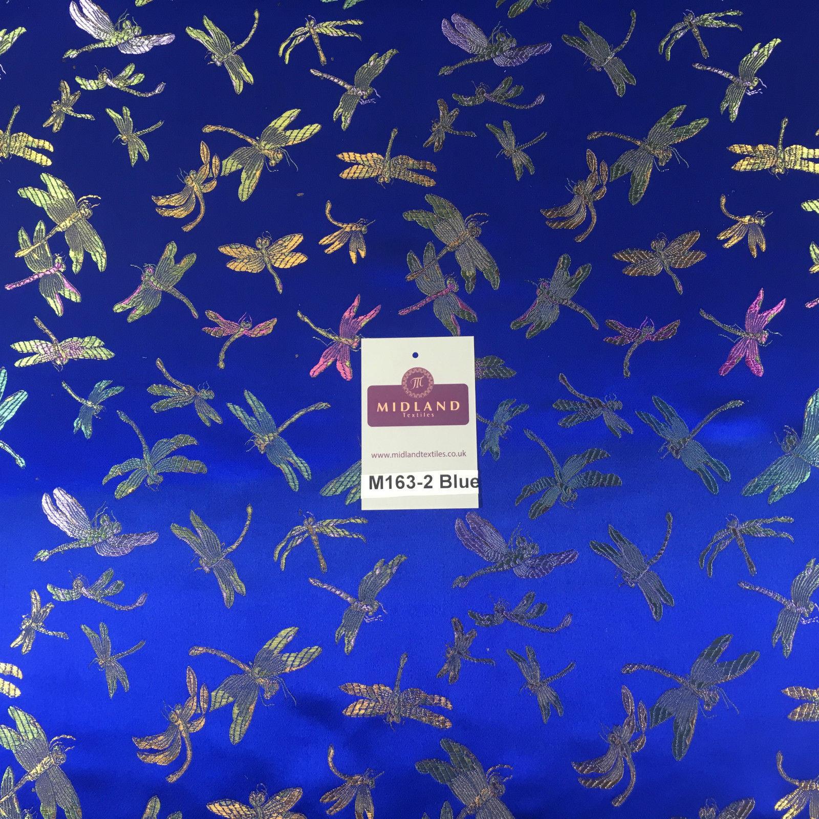 CHINESE ORIENTAL GOLD DRAGONFLY BROCADE SILKY SATIN DRESS FABRIC 44' M163