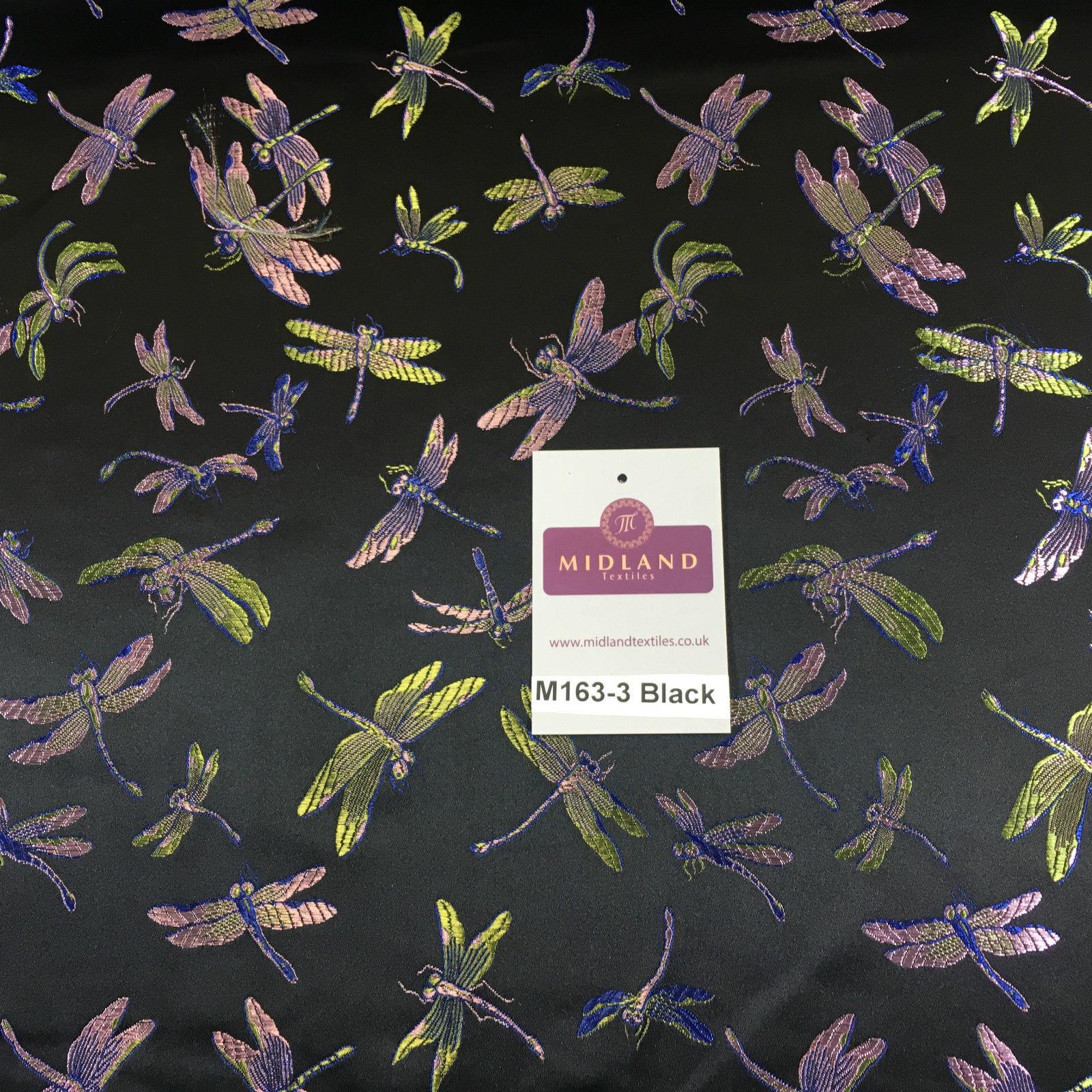 CHINESE ORIENTAL GOLD DRAGONFLY BROCADE SILKY SATIN DRESS FABRIC 44' M163