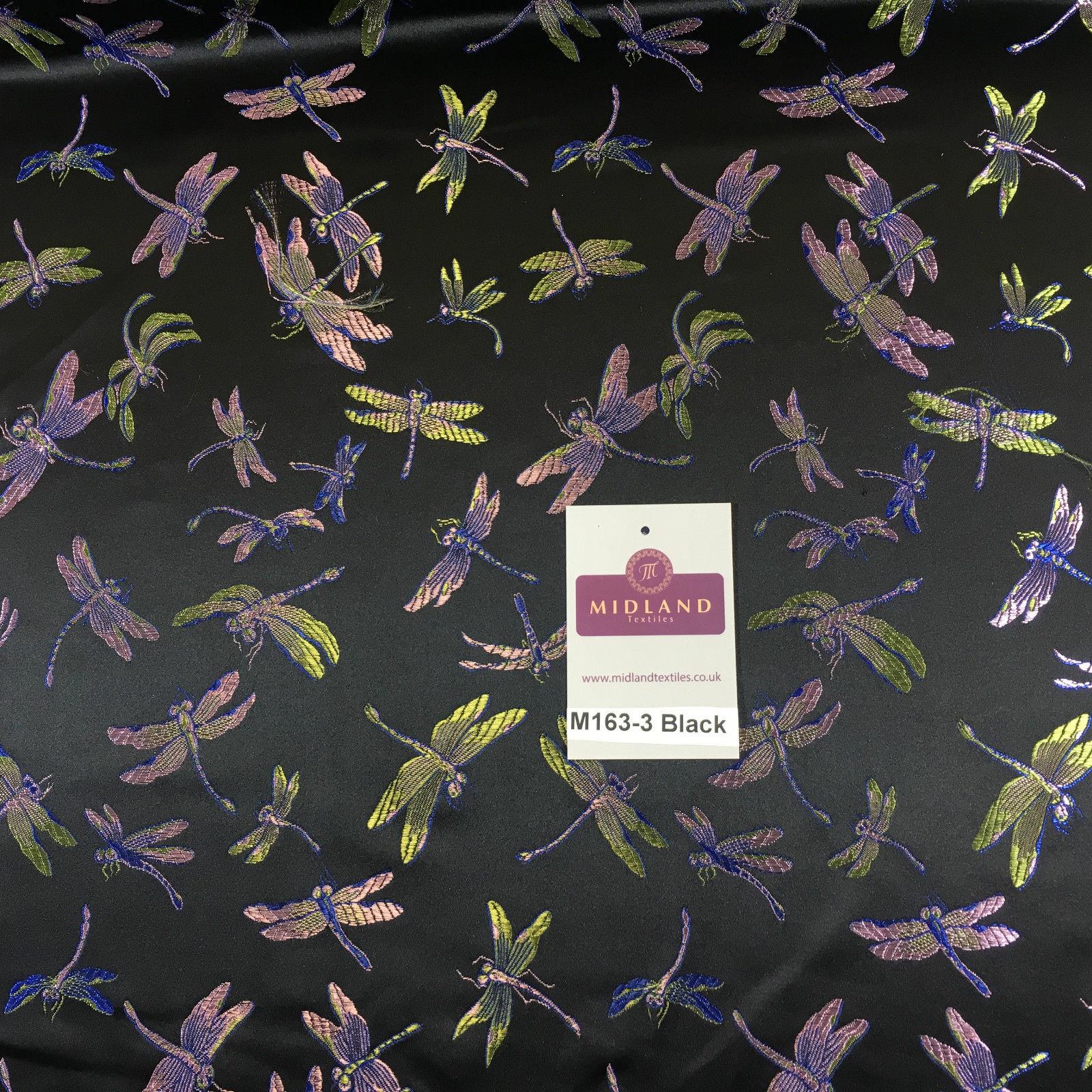 CHINESE ORIENTAL GOLD DRAGONFLY BROCADE SILKY SATIN DRESS FABRIC 44' M163