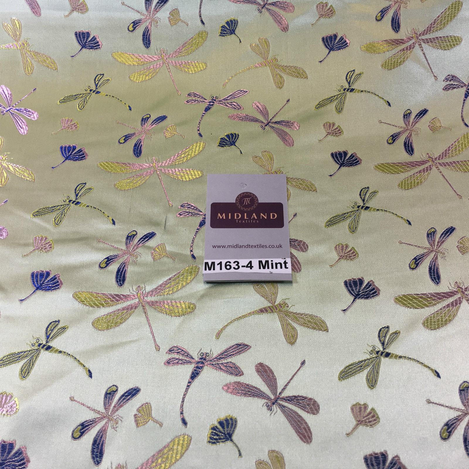 CHINESE ORIENTAL GOLD DRAGONFLY BROCADE SILKY SATIN DRESS FABRIC 44' M163