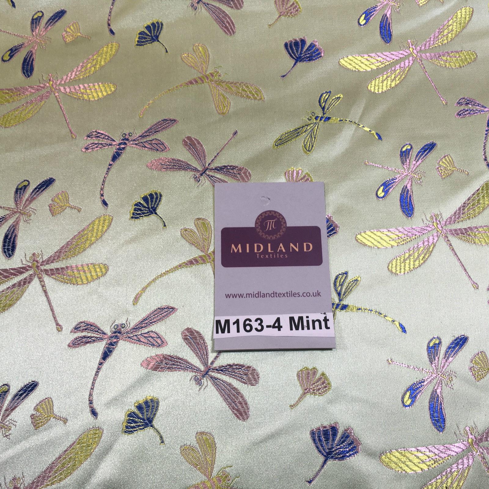 CHINESE ORIENTAL GOLD DRAGONFLY BROCADE SILKY SATIN DRESS FABRIC 44' M163