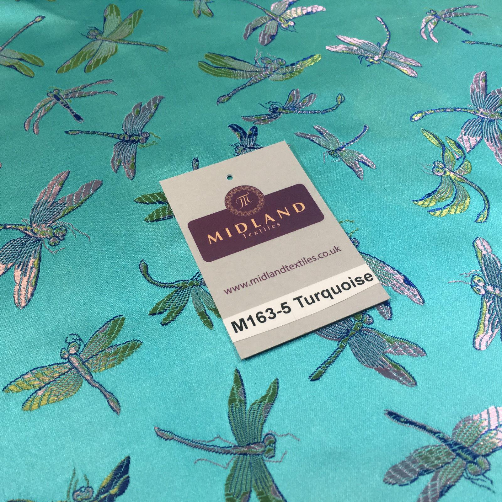 CHINESE ORIENTAL GOLD DRAGONFLY BROCADE SILKY SATIN DRESS FABRIC 44' M163