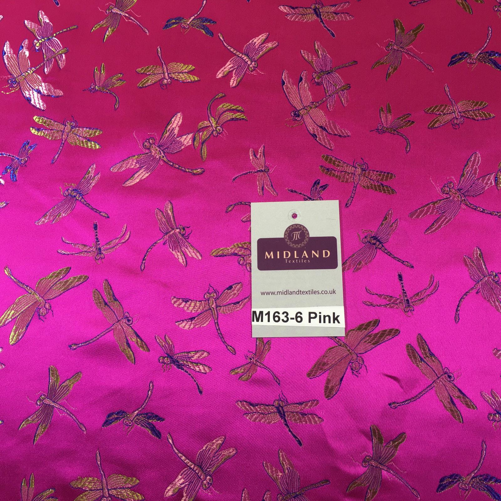 CHINESE ORIENTAL GOLD DRAGONFLY BROCADE SILKY SATIN DRESS FABRIC 44' M163