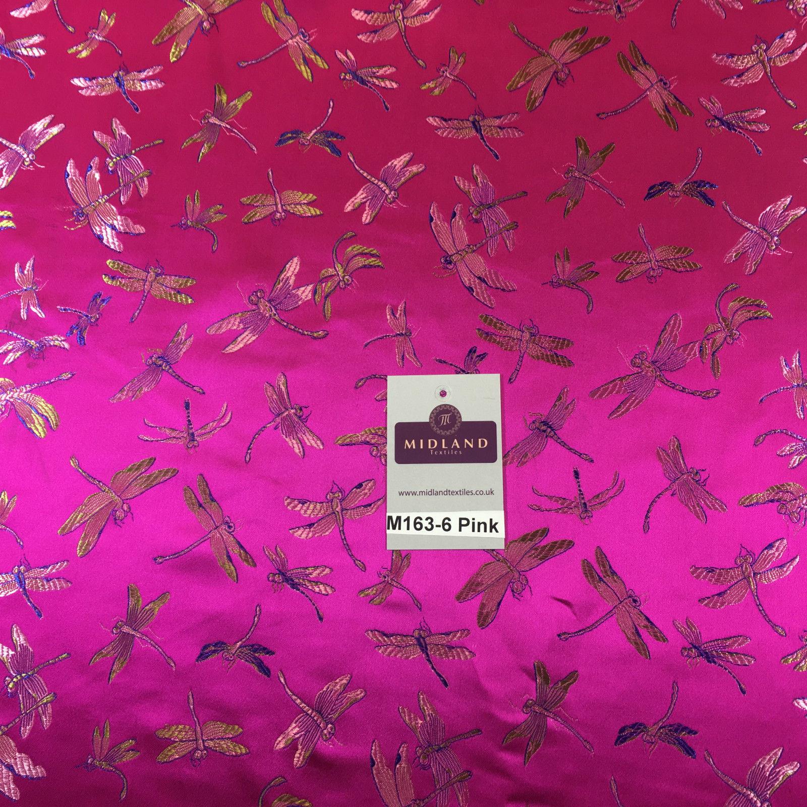 CHINESE ORIENTAL GOLD DRAGONFLY BROCADE SILKY SATIN DRESS FABRIC 44' M163