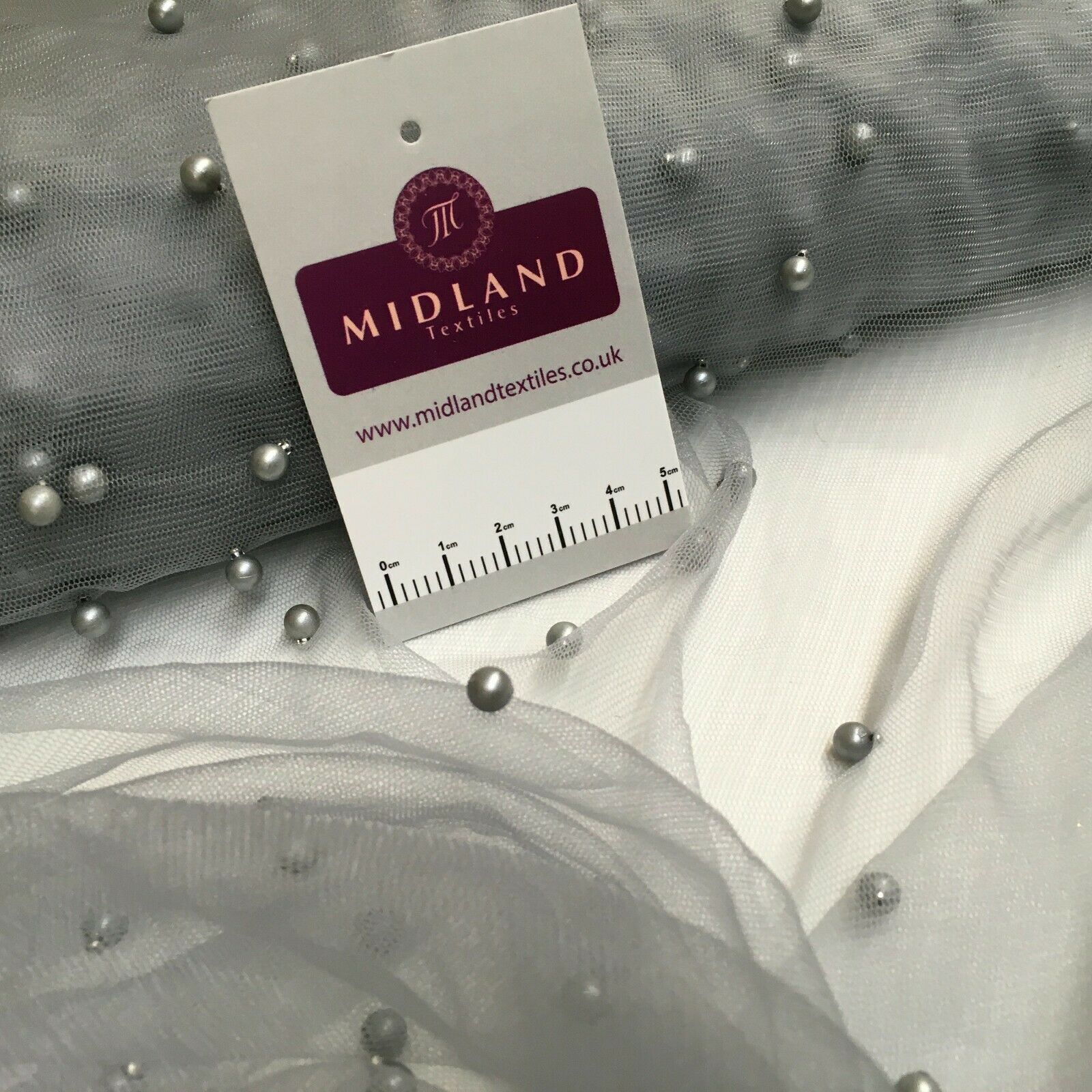 Beaded Pearl Tulle Net Dress Wedding bridal Décor Fabric M1534 Mtex