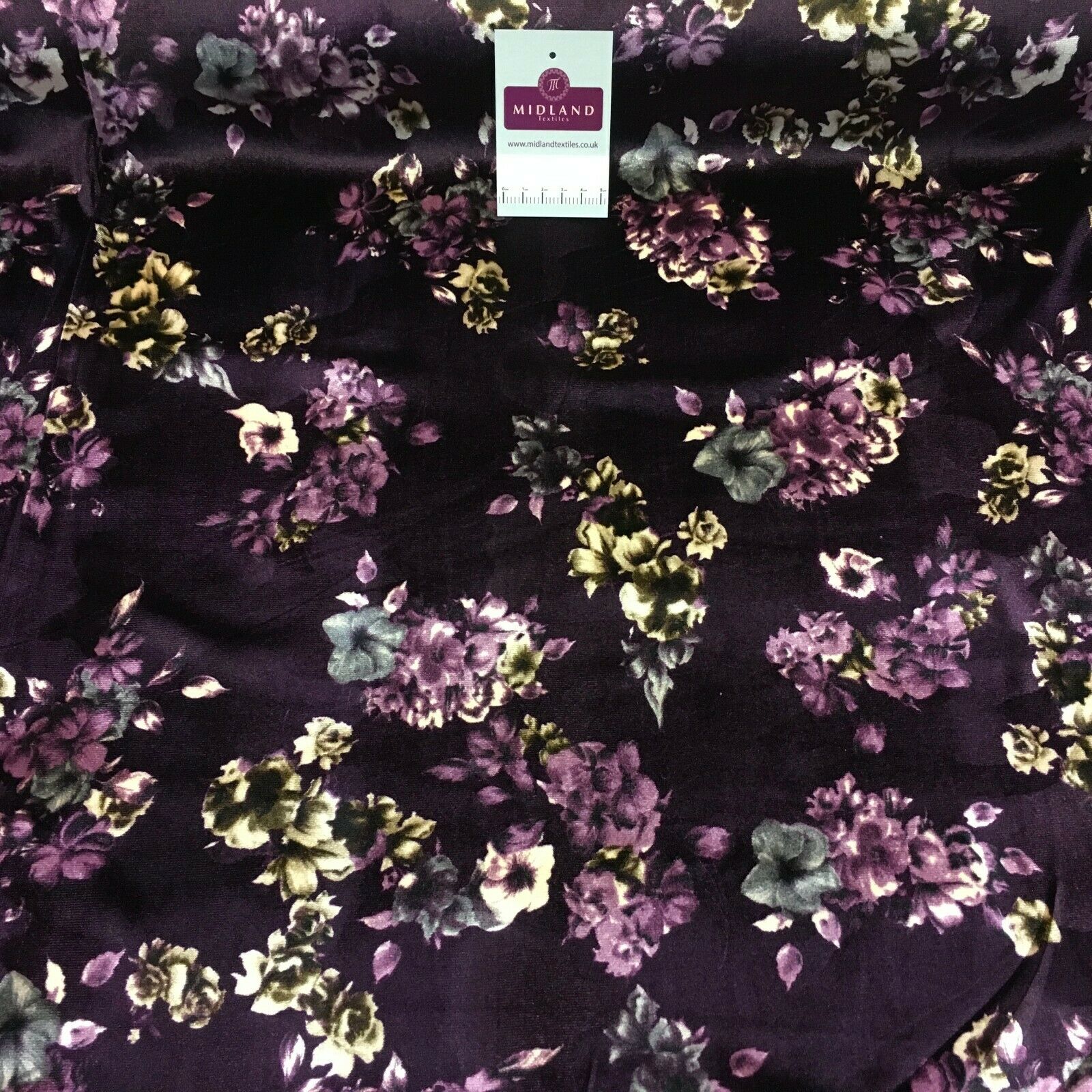 Vintage Floral Velvet Velour Stretch Printed dress fabric MA1430 Mtex
