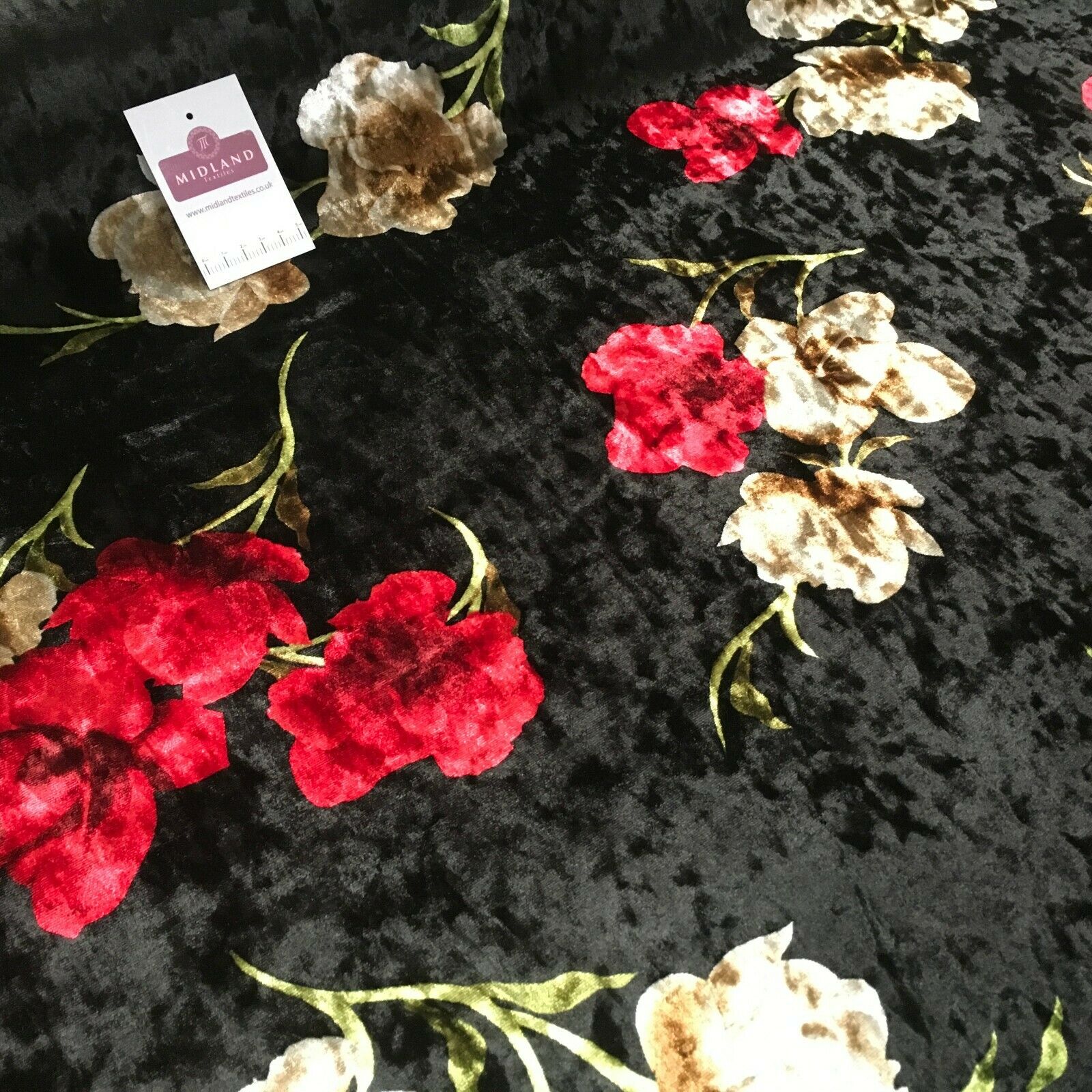 Vintage Floral Velvet Velour Stretch Printed dress fabric MA1430 Mtex