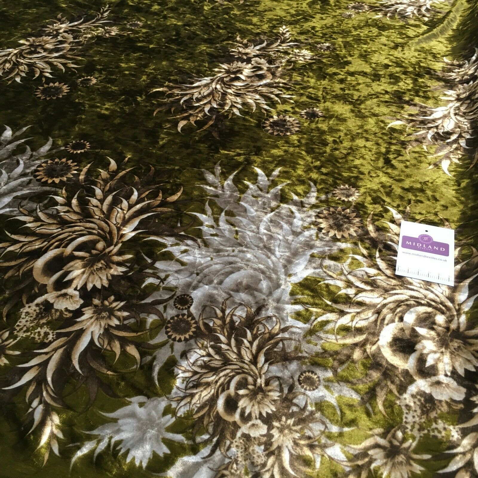 Vintage Floral Velvet Velour Stretch Printed dress fabric MA1430 Mtex