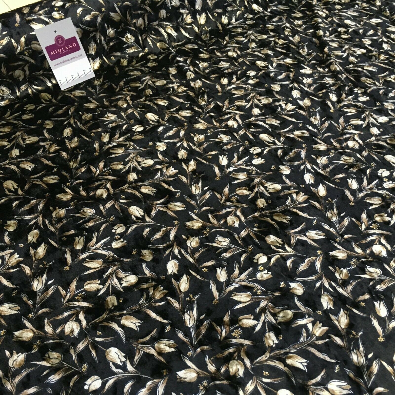 Vintage Floral Velvet Velour Stretch Printed dress fabric MA1430 Mtex