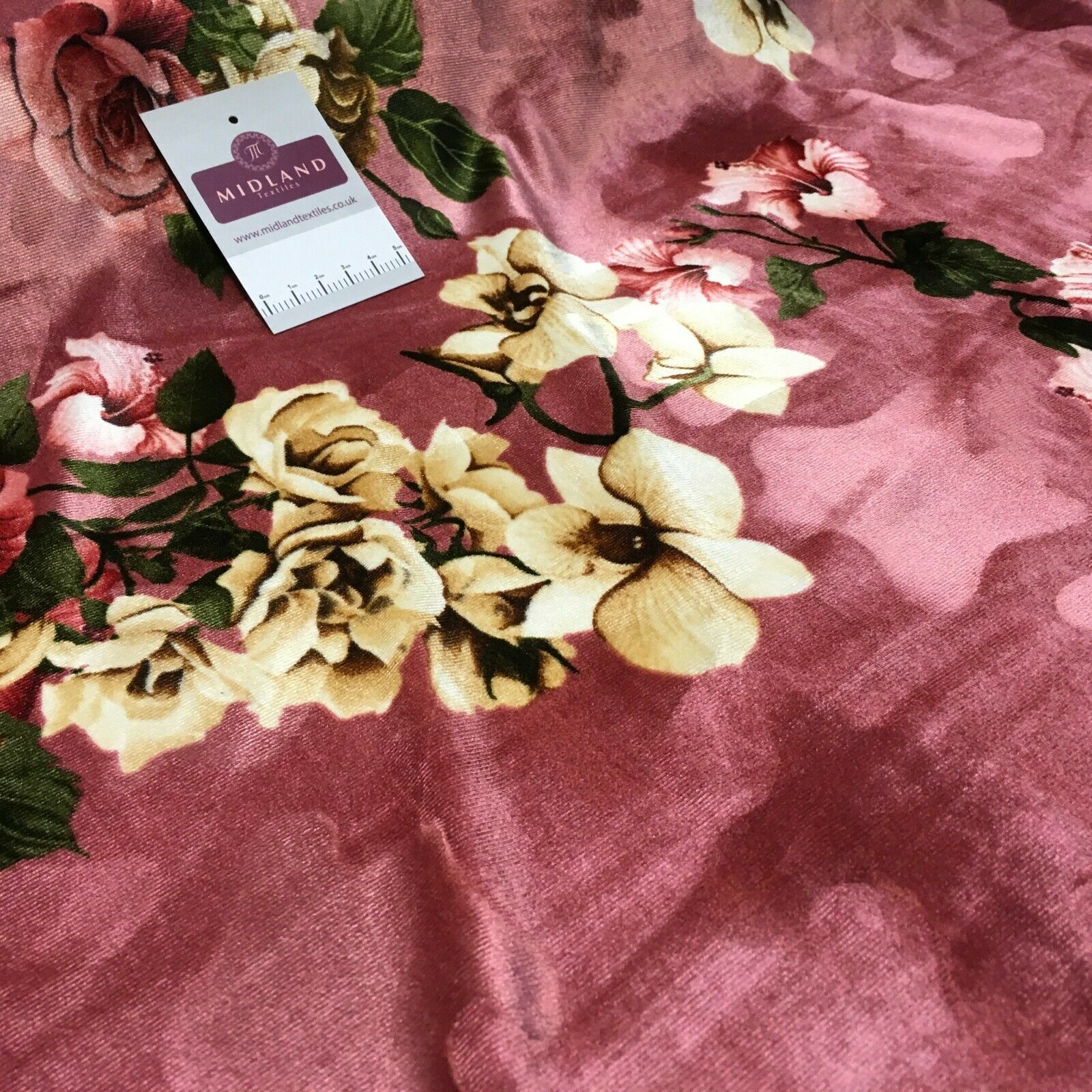 Vintage Floral Velvet Velour Stretch Printed dress fabric MA1430 Mtex