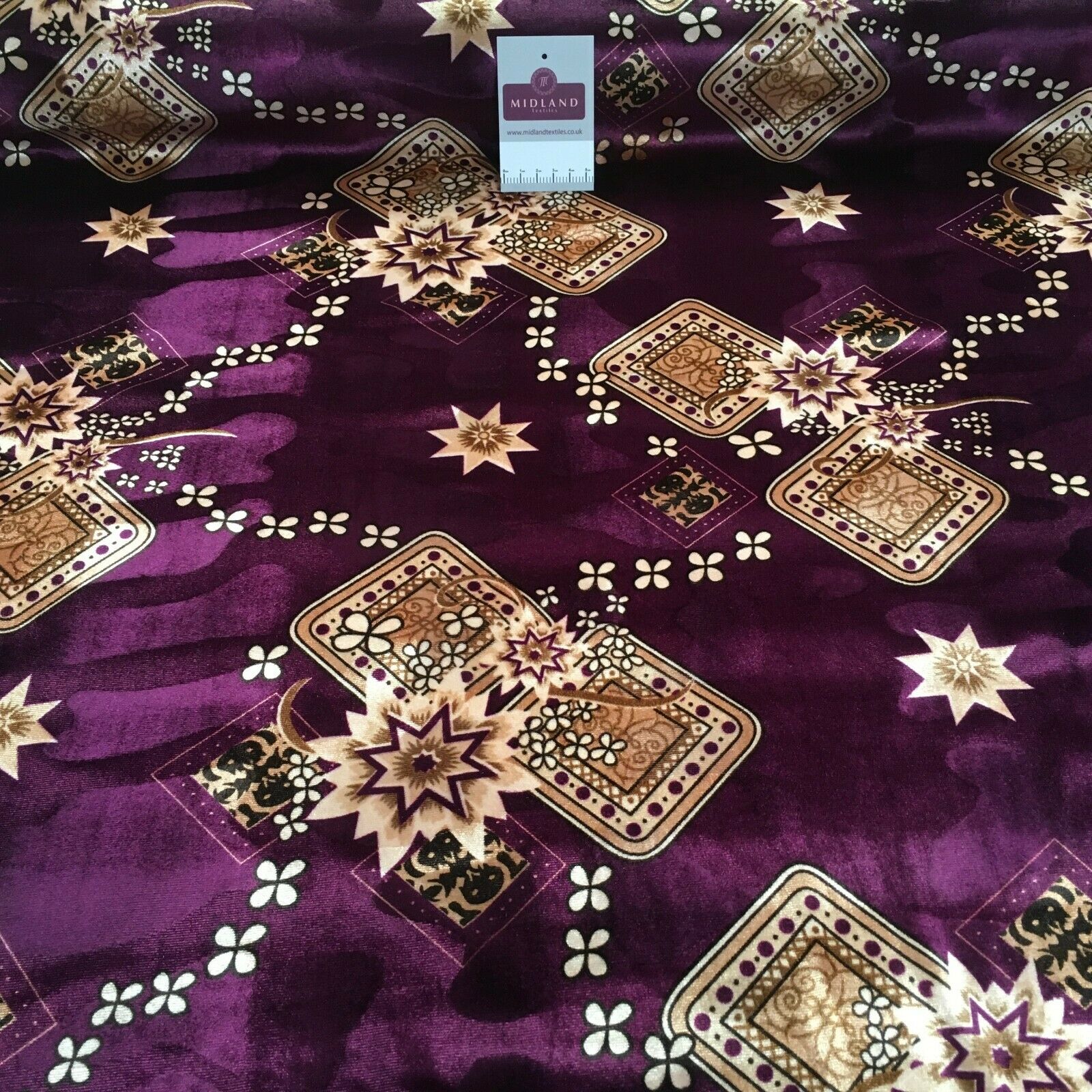 Vintage Floral Velvet Velour Stretch Printed dress fabric MA1430 Mtex