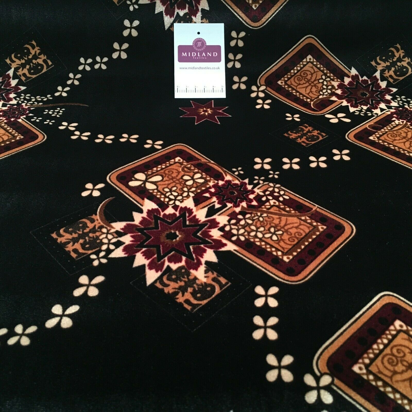 Vintage Floral Velvet Velour Stretch Printed dress fabric MA1430 Mtex