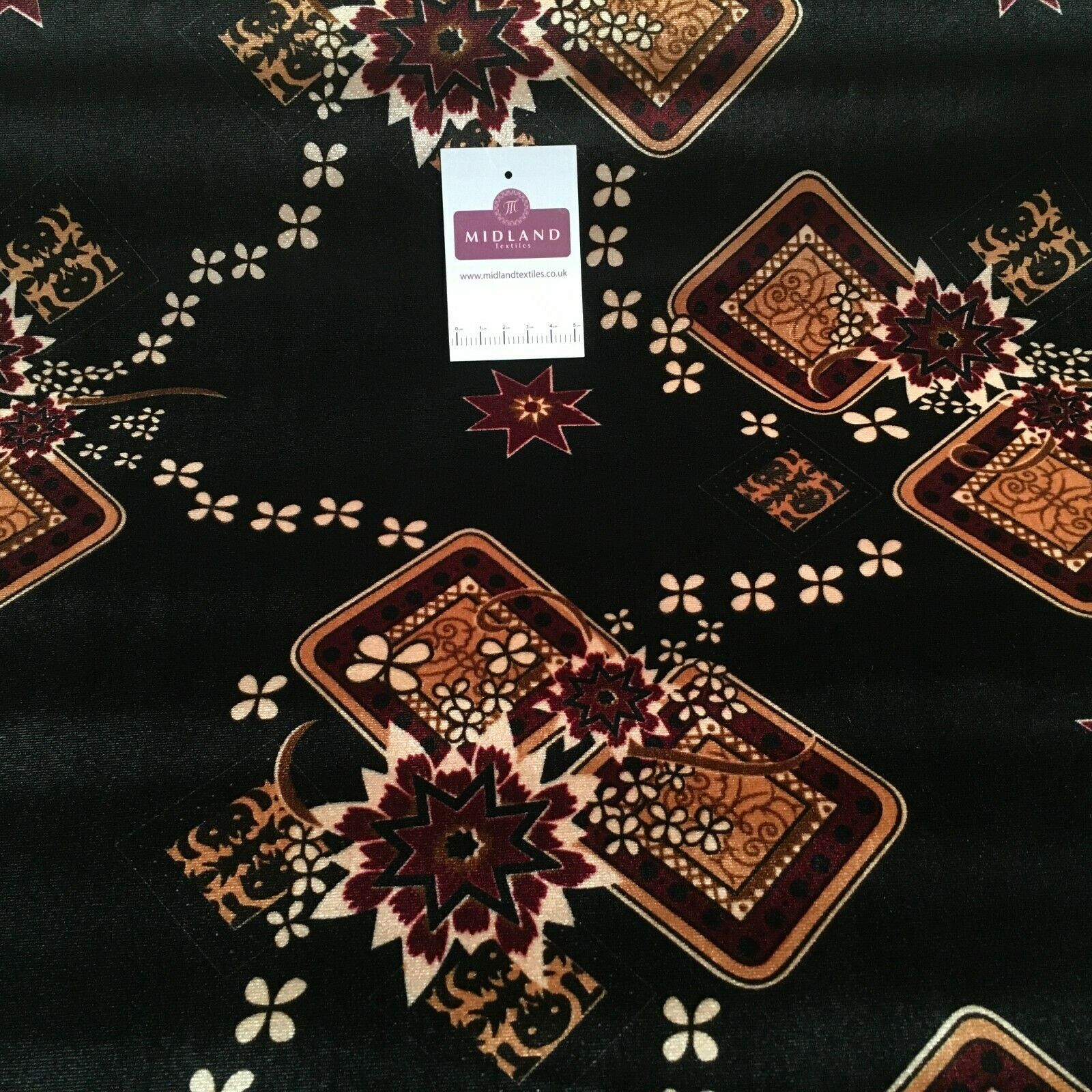 Vintage Floral Velvet Velour Stretch Printed dress fabric MA1430 Mtex