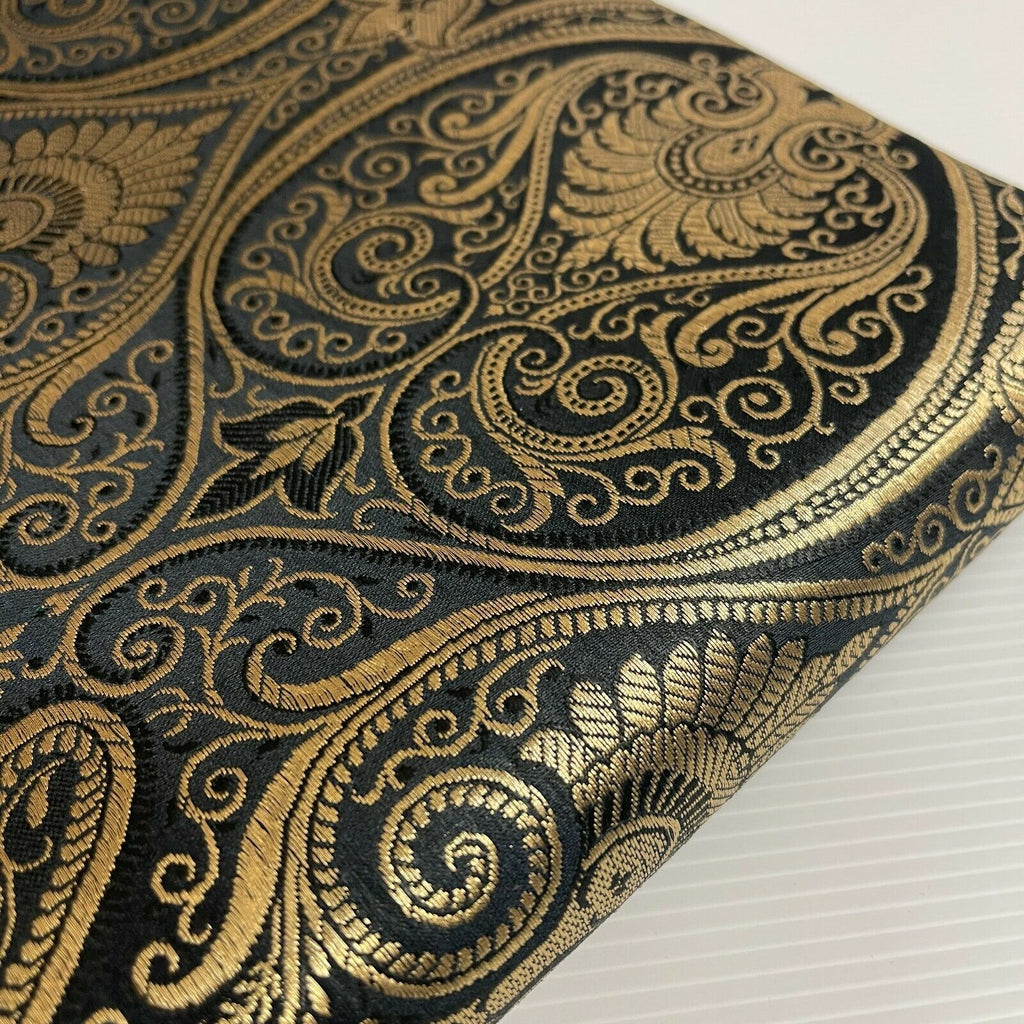 Ornamental paisley gold metallic print Indian banarsi Brocade fabric M1537 Mtex