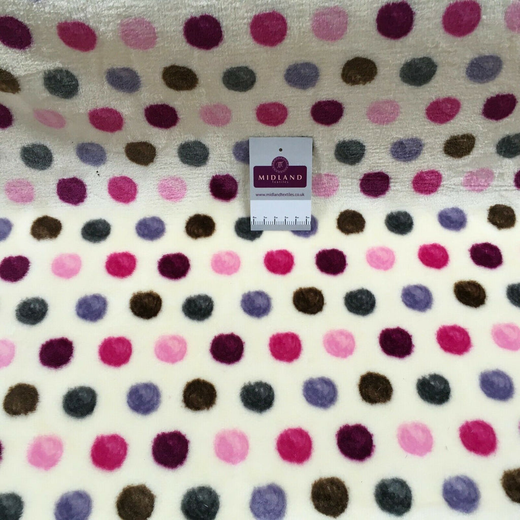 Multi Coloured Cream 30mm spot Cuddle Fleece ideal for blankets, throws MR1431