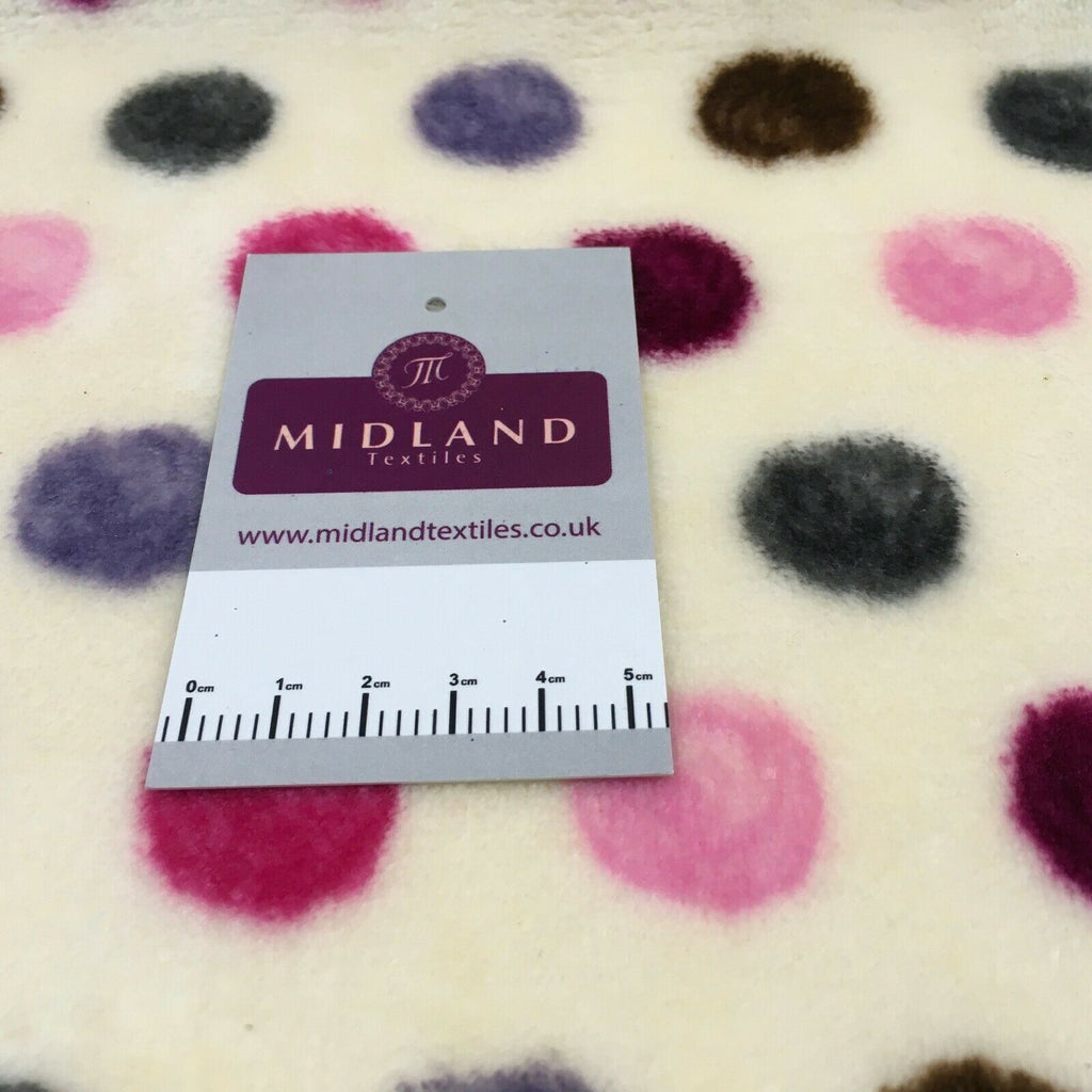 Multi Coloured Cream 30mm spot Cuddle Fleece ideal for blankets, throws MR1431