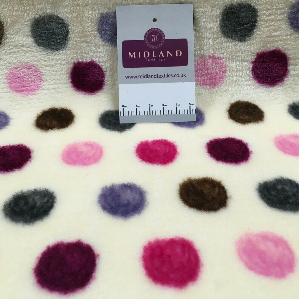 Multi Coloured Cream 30mm spot Cuddle Fleece ideal for blankets, throws MR1431