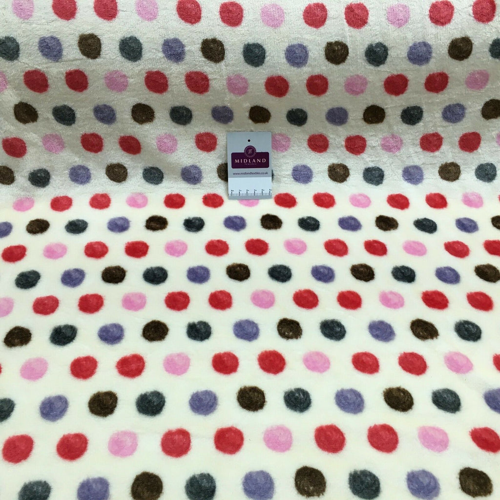 Multi Coloured Cream 30mm spot Cuddle Fleece ideal for blankets, throws MR1431