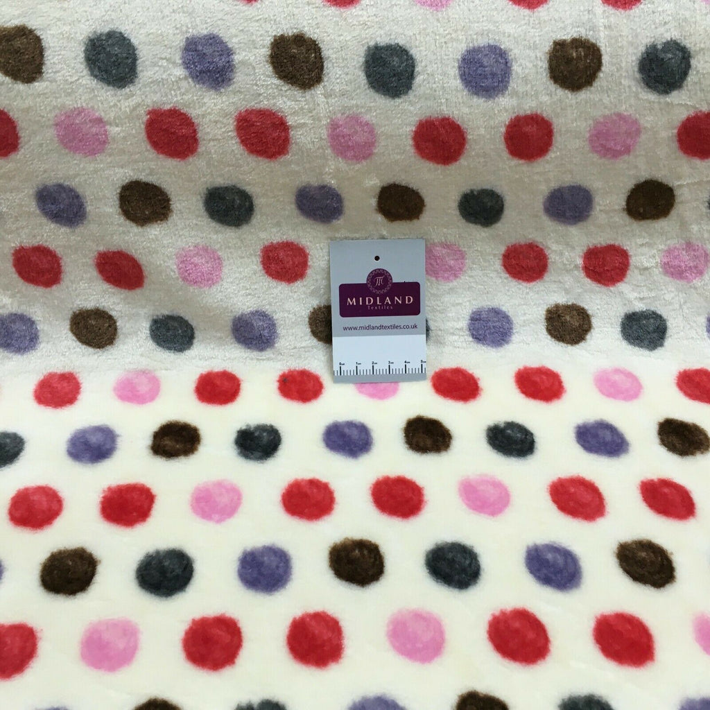 Multi Coloured Cream 30mm spot Cuddle Fleece ideal for blankets, throws MR1431