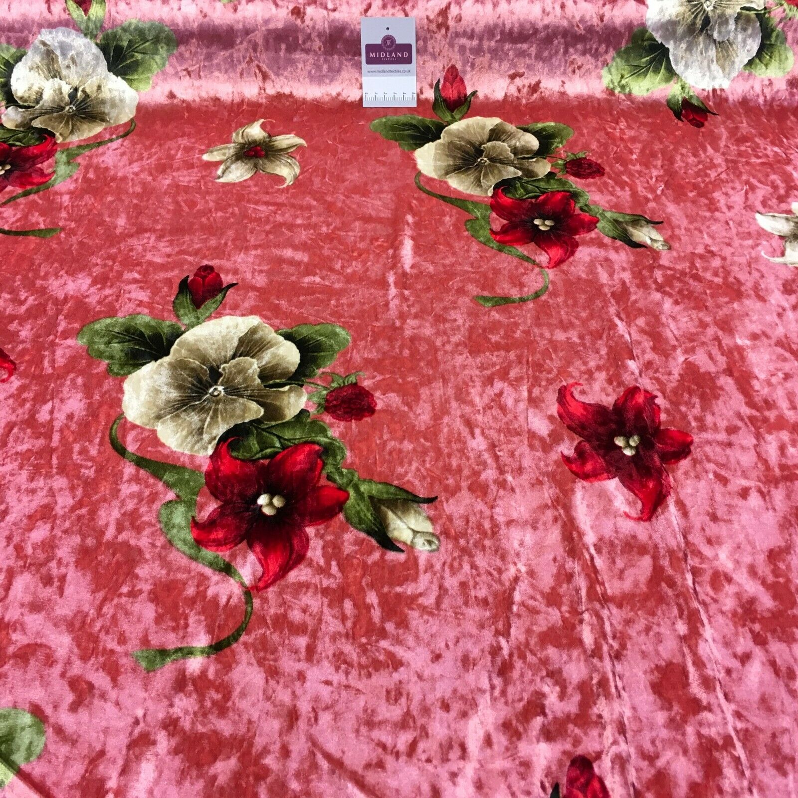 Vintage Floral Velvet Velour Stretch Printed dress fabric MA1430 Mtex