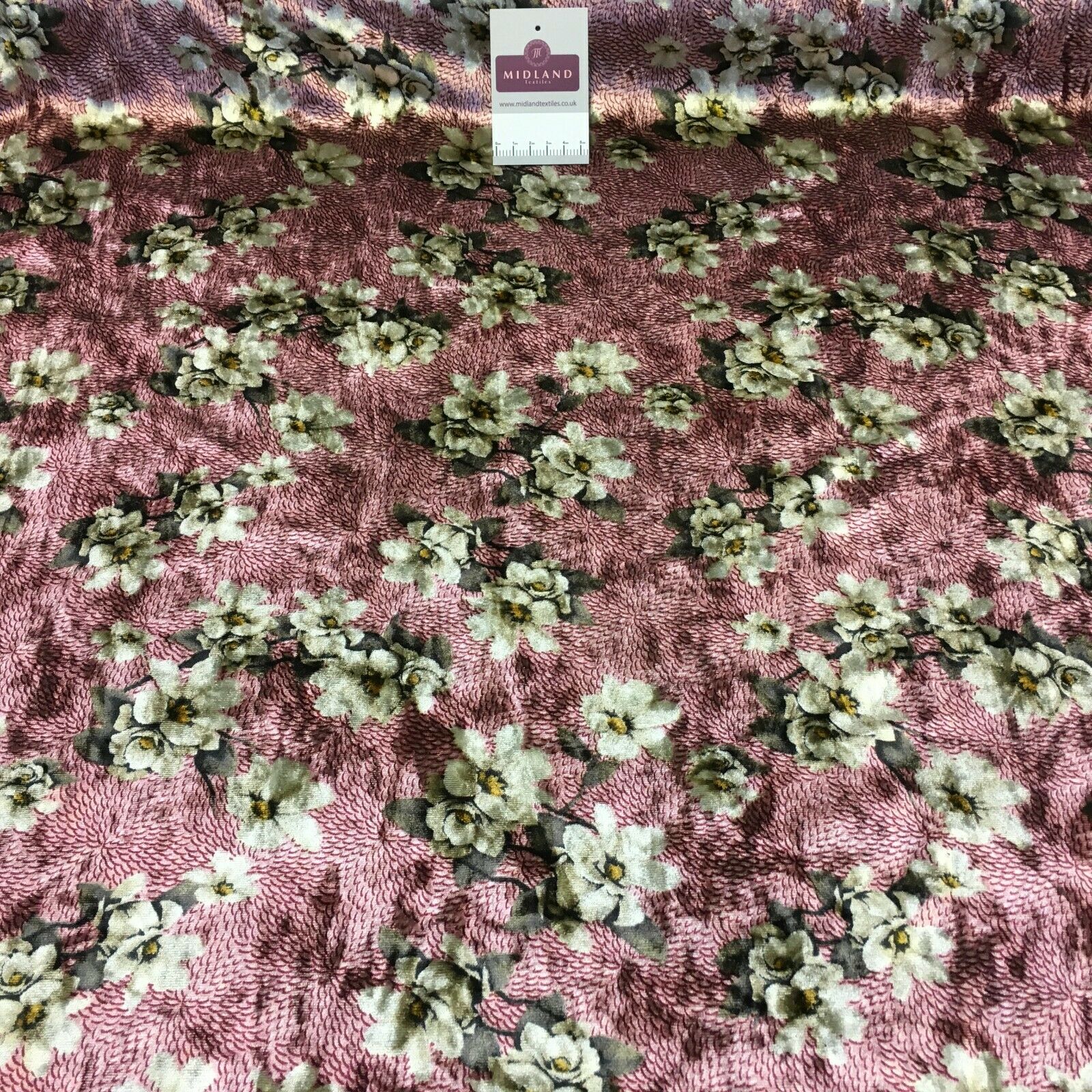 Vintage Floral Velvet Velour Stretch Printed dress fabric MA1430 Mtex
