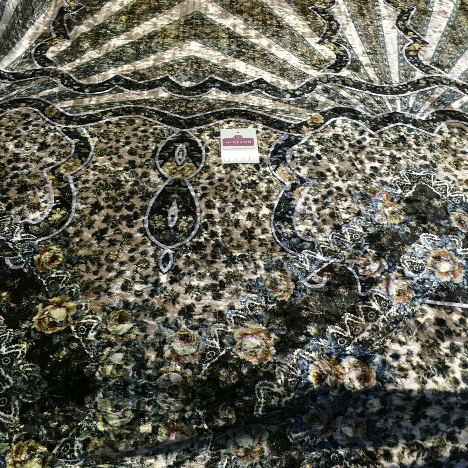 Vintage Floral Velvet Velour Stretch Printed dress fabric MA1430 Mtex