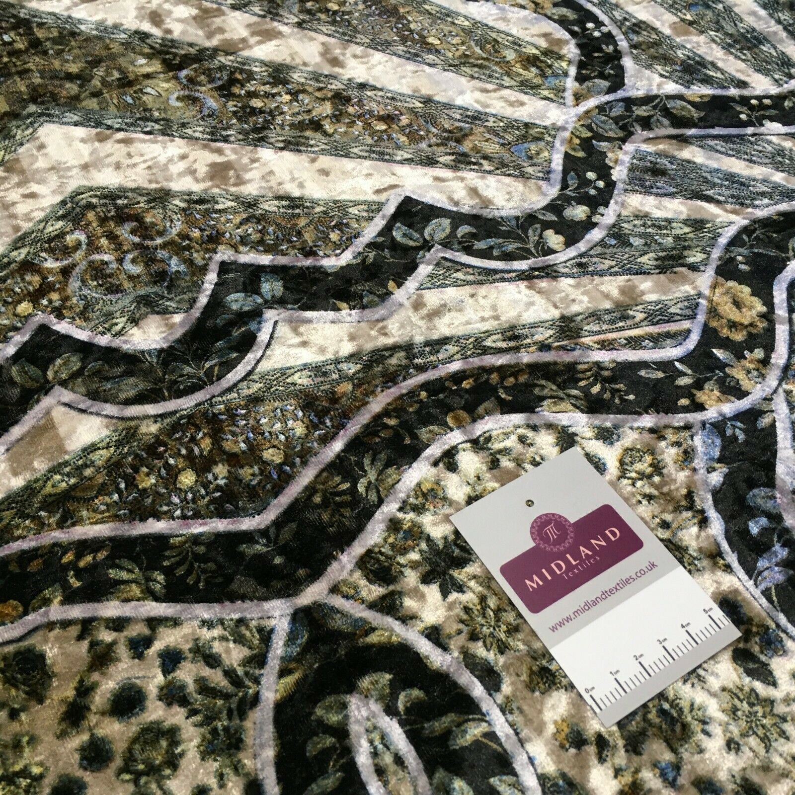 Vintage Floral Velvet Velour Stretch Printed dress fabric MA1430 Mtex