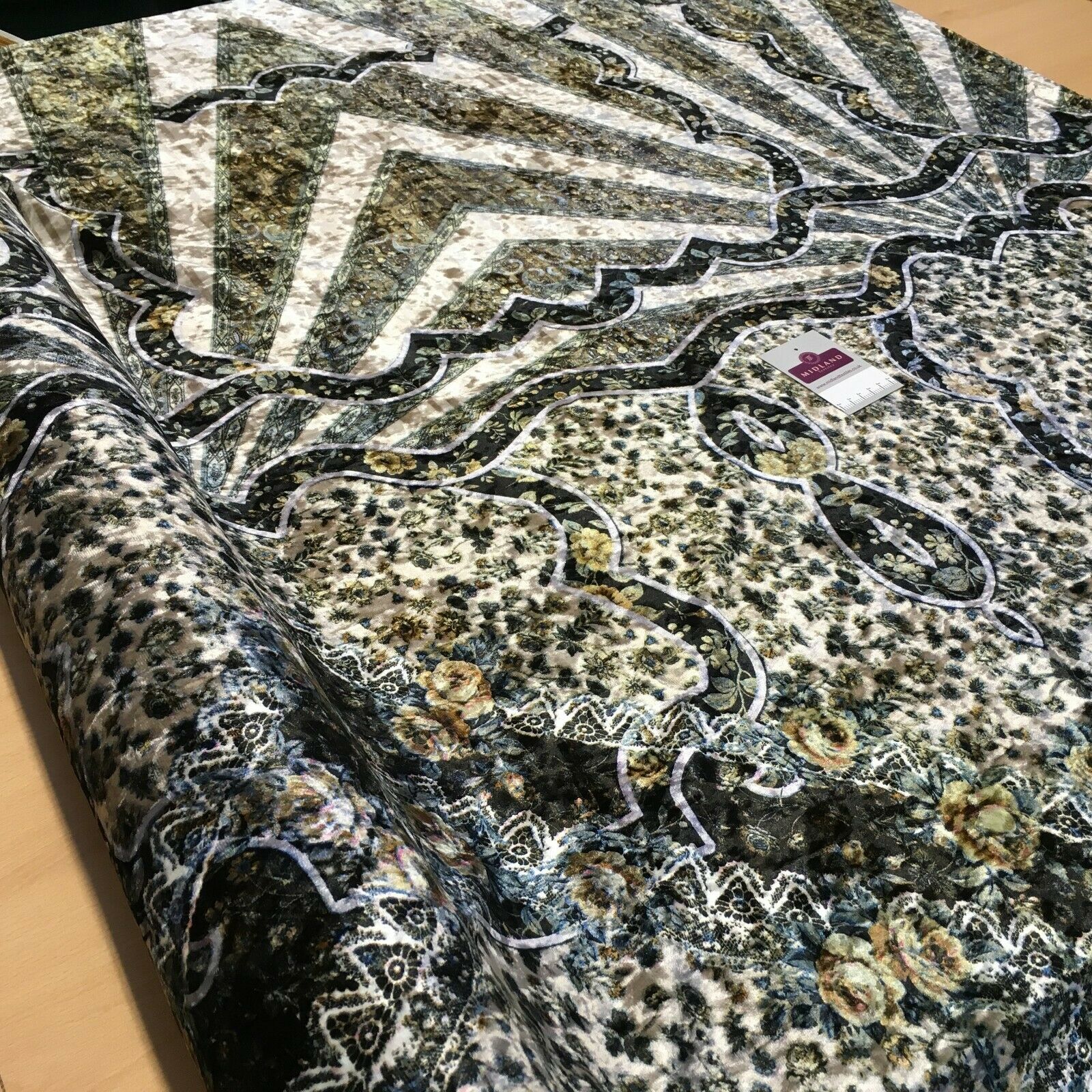 Vintage Floral Velvet Velour Stretch Printed dress fabric MA1430 Mtex