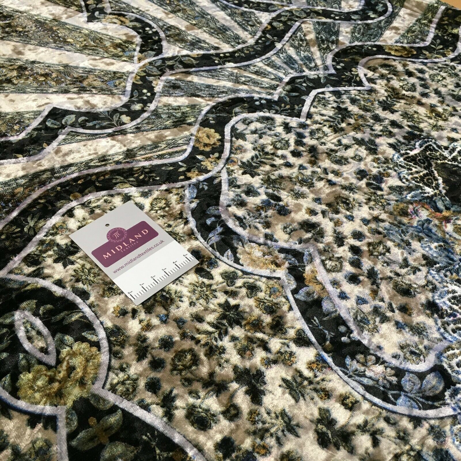 Vintage Floral Velvet Velour Stretch Printed dress fabric MA1430 Mtex