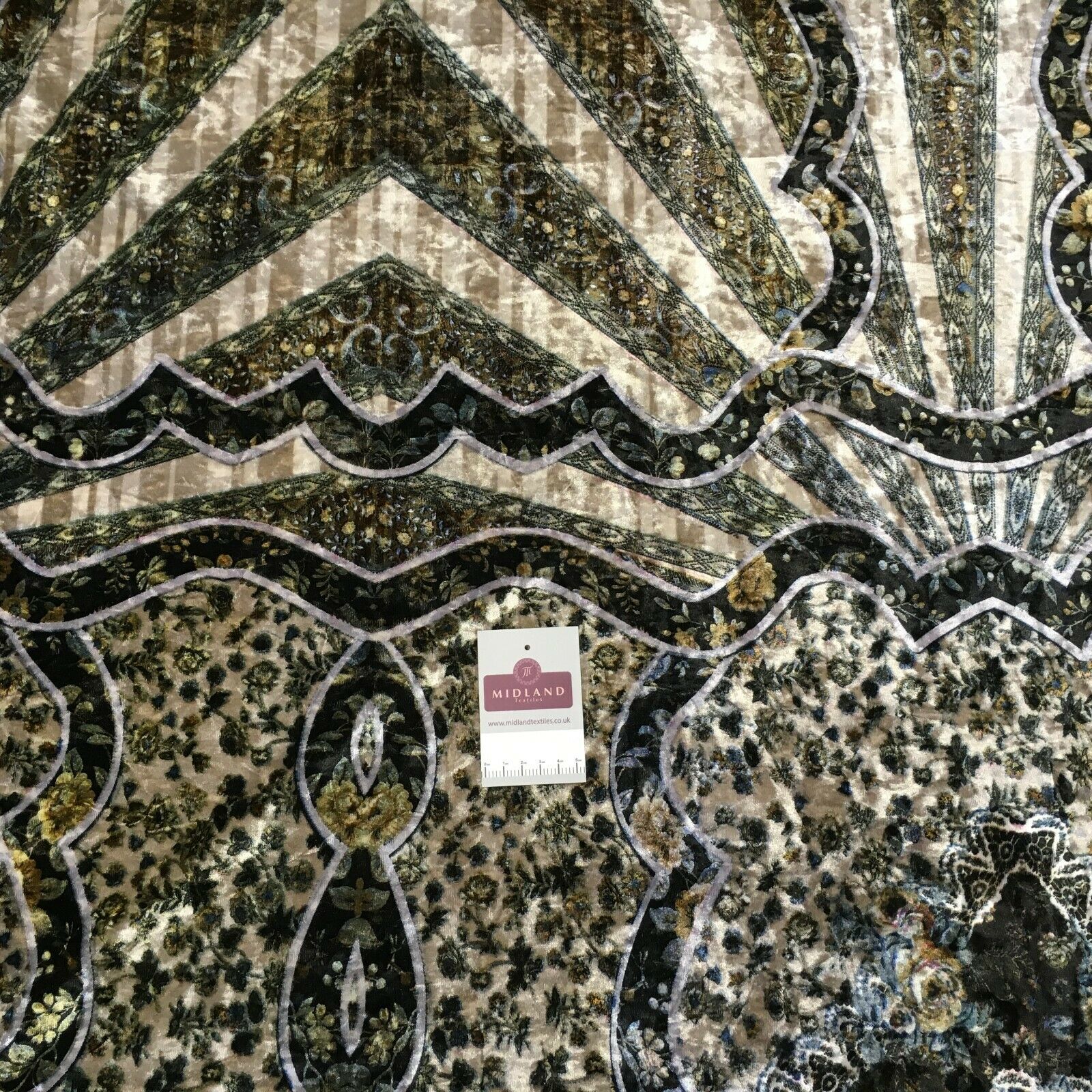 Vintage Floral Velvet Velour Stretch Printed dress fabric MA1430 Mtex