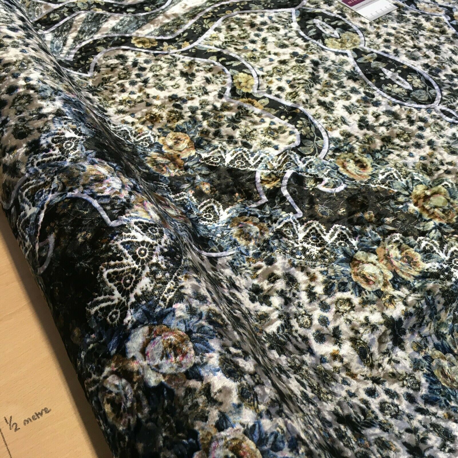 Vintage Floral Velvet Velour Stretch Printed dress fabric MA1430 Mtex
