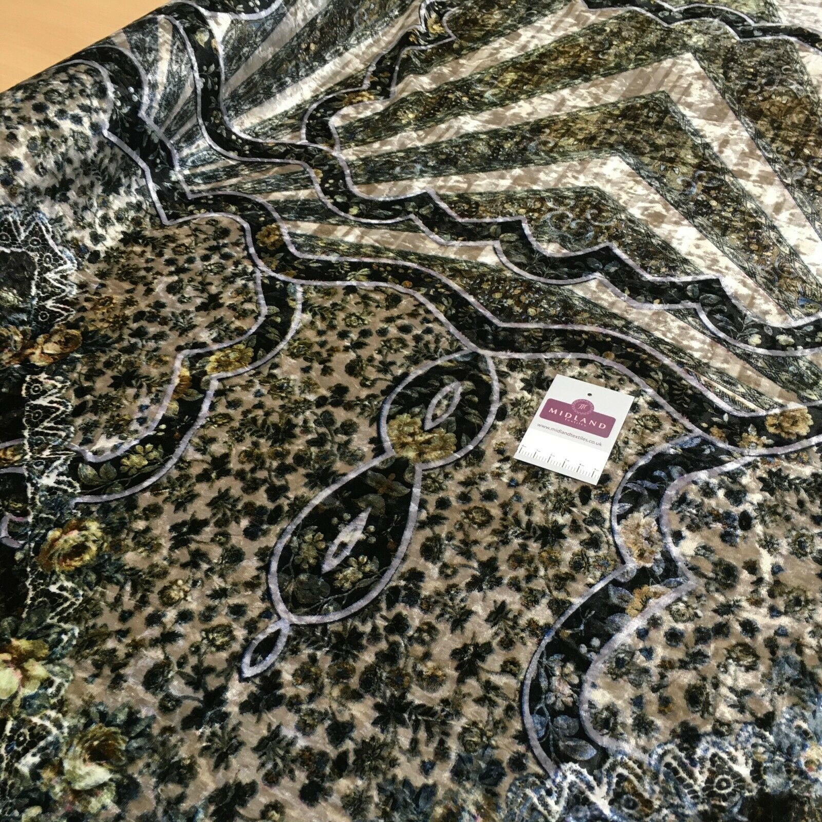 Vintage Floral Velvet Velour Stretch Printed dress fabric MA1430 Mtex