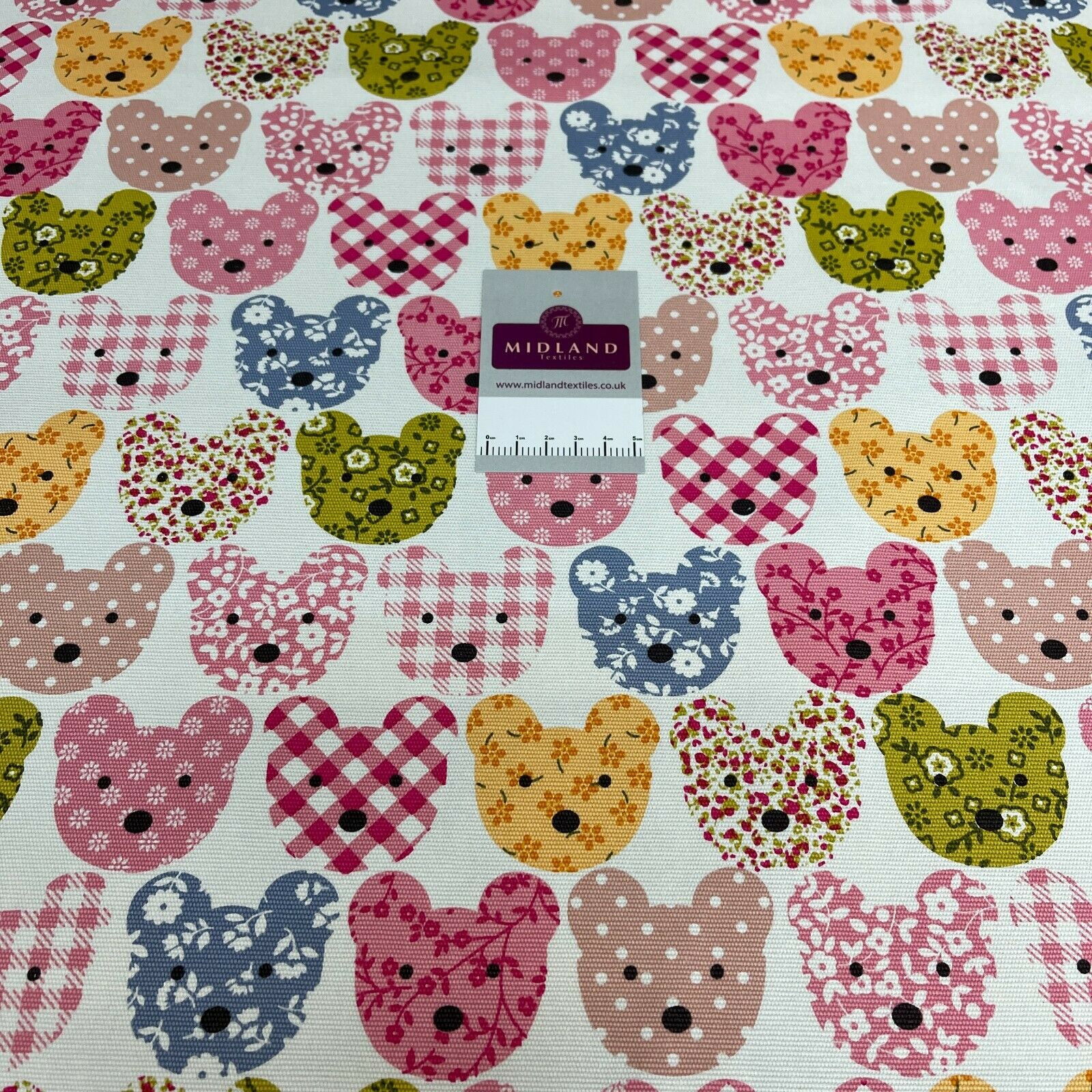 Ivory Teddy Face 100% Cotton Canvas Craft Fabric  MK856-25
