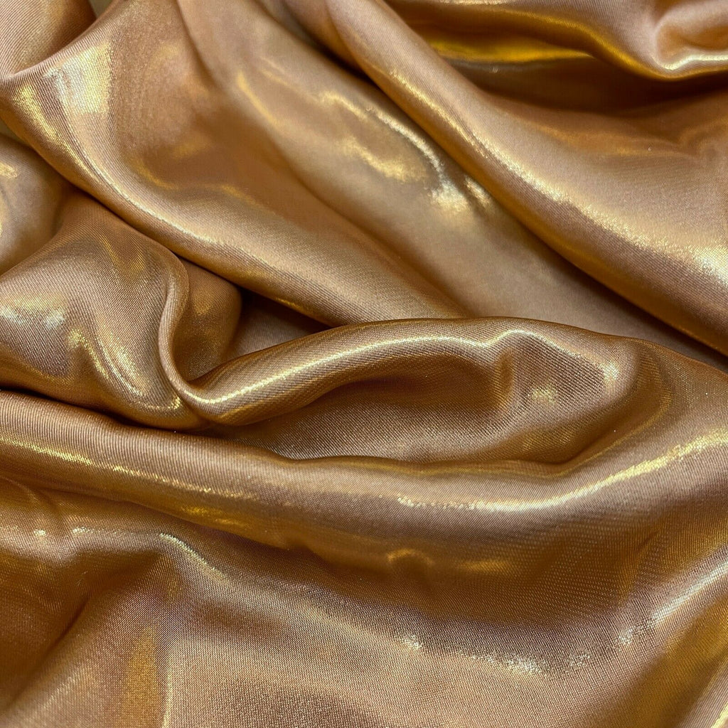 Silky Lightweight Charmeuse Shimmer Satin Foil Non-Stretch fabric M1535