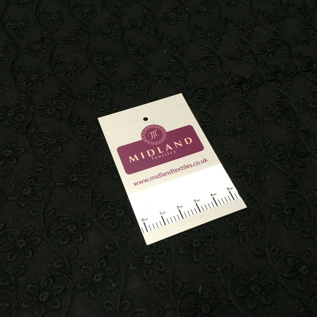 Black broderie anglais with boring fabric cotton border dress fabric M1474 Mtex