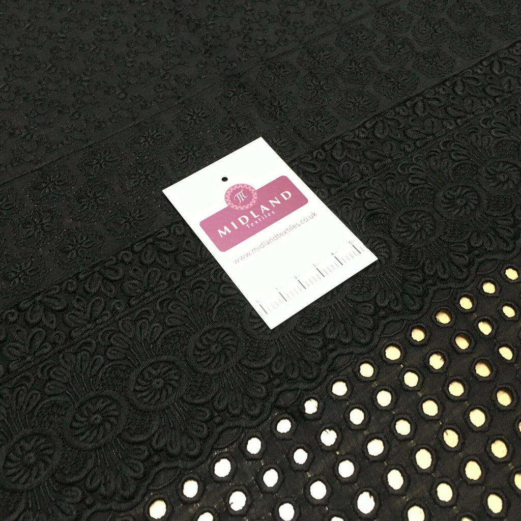 Black broderie anglais with boring fabric cotton border dress fabric M1474 Mtex