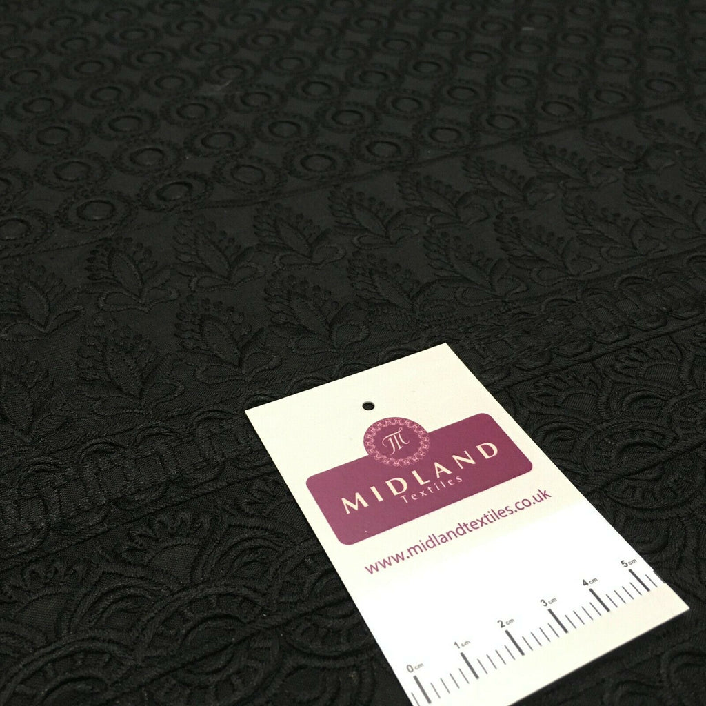 Black broderie anglais with boring fabric cotton border dress fabric M1474 Mtex