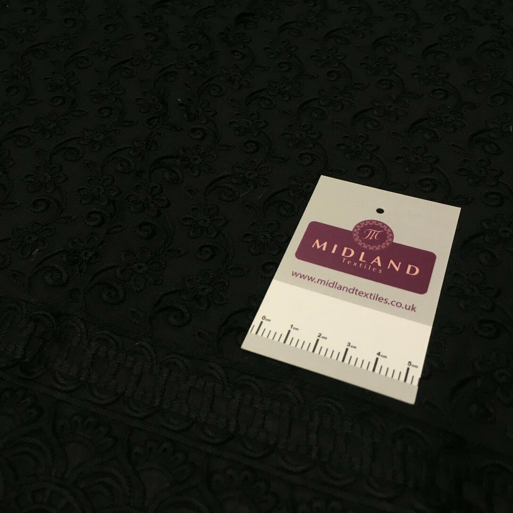 Black broderie anglais with boring fabric cotton border dress fabric M1474 Mtex