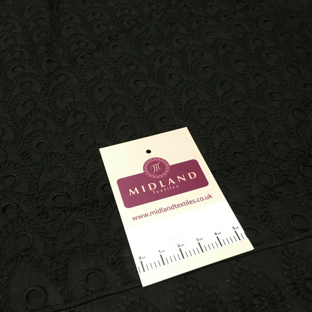 Black broderie anglais with boring fabric cotton border dress fabric M1474 Mtex