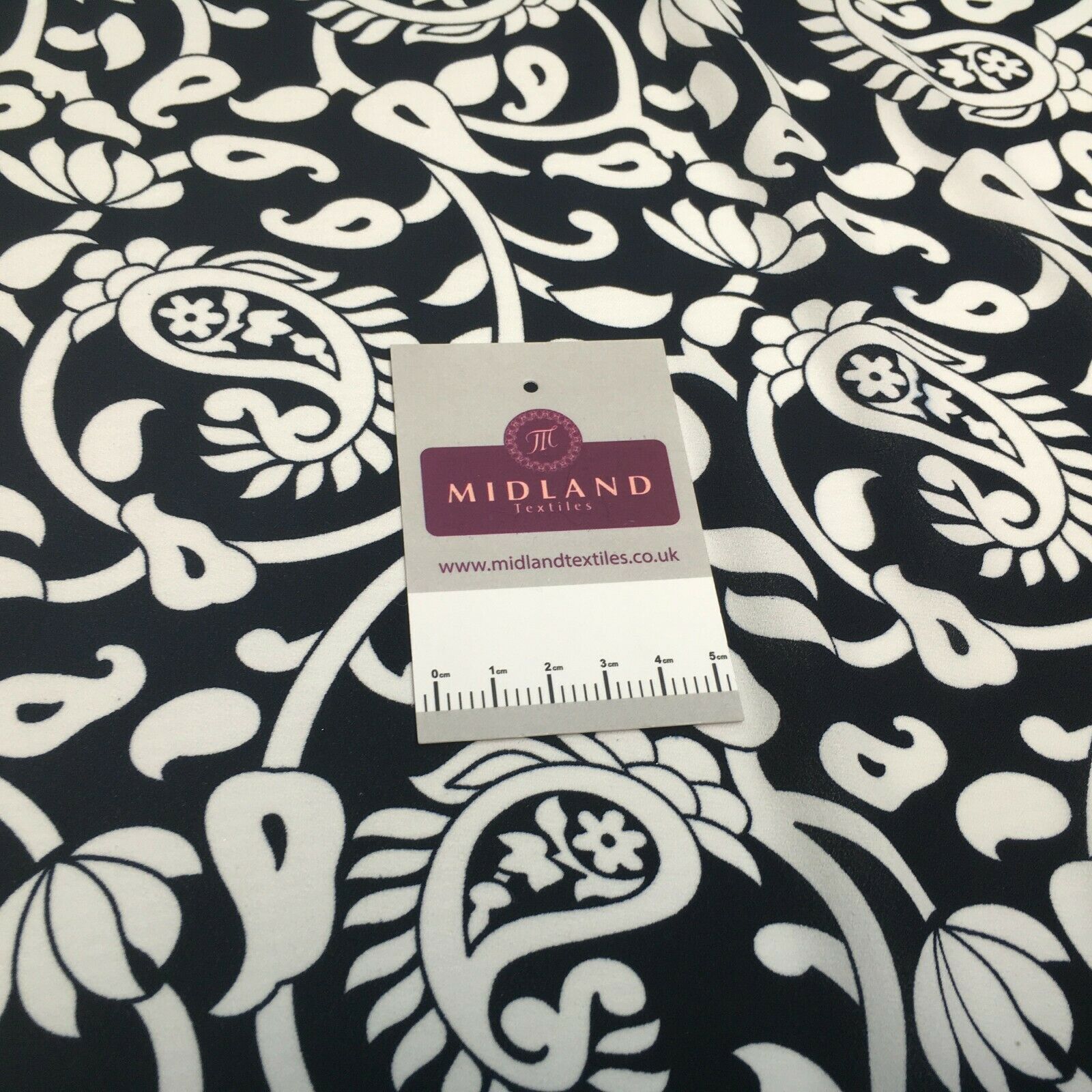 Navy Ornamental Paisley Navy Print &Plain Georgette Dress Fabric M1549 Mtex