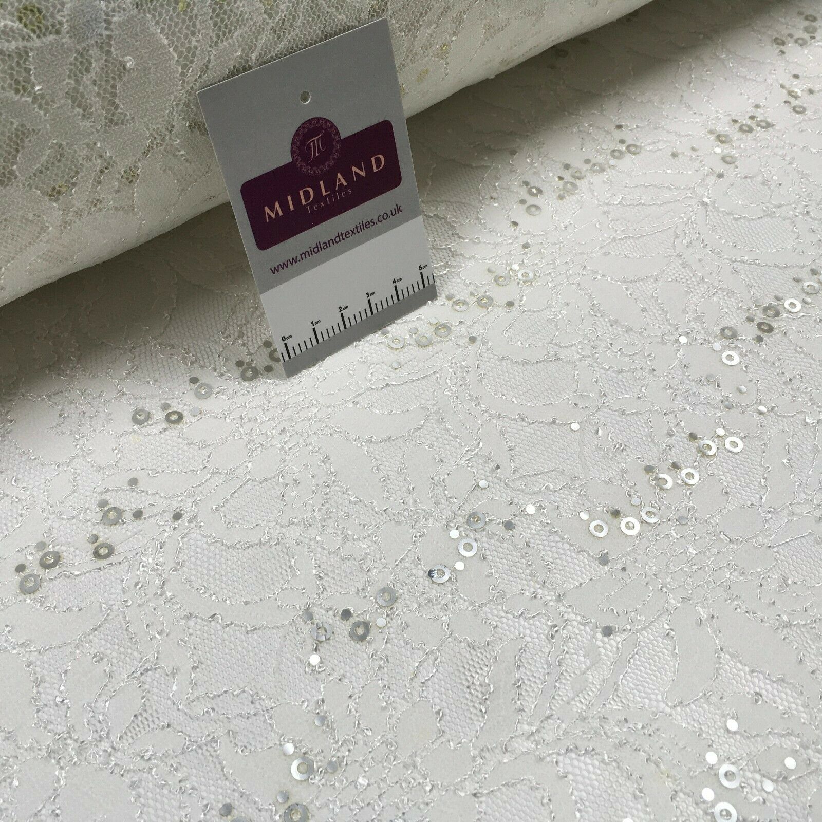 Bridal Raschel floral Lace corded with sequins dress fabric M1434