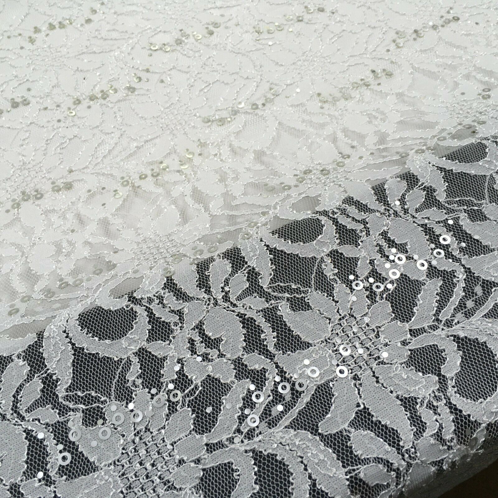 Bridal Raschel floral Lace corded with sequins dress fabric M1434