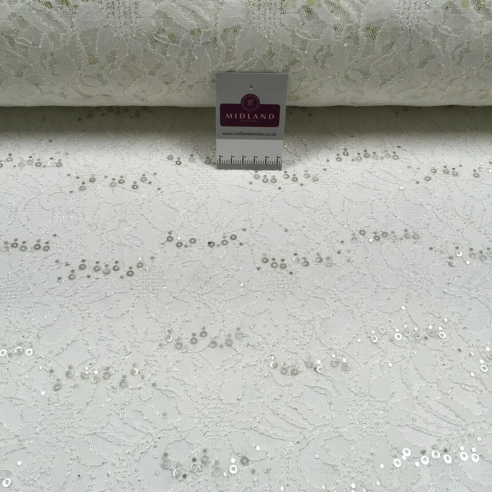 Bridal Raschel floral Lace corded with sequins dress fabric M1434