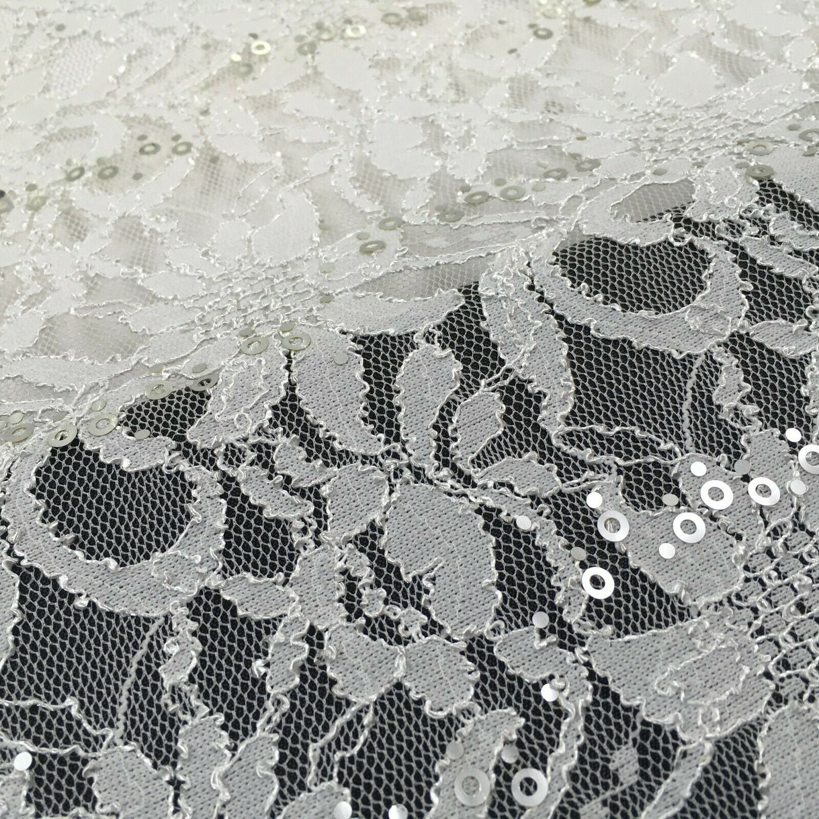 Bridal Raschel floral Lace corded with sequins dress fabric M1434