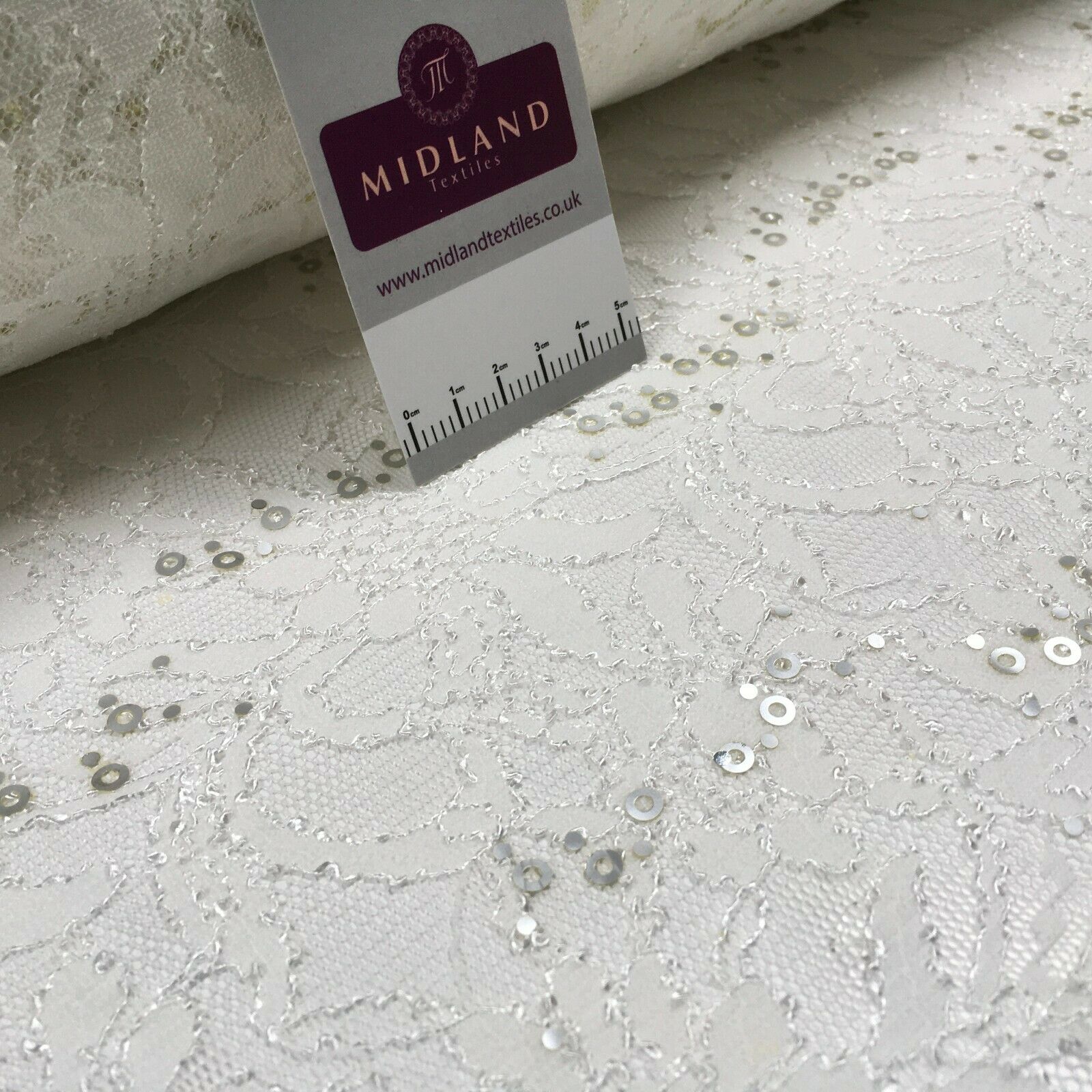 Bridal Raschel floral Lace corded with sequins dress fabric M1434