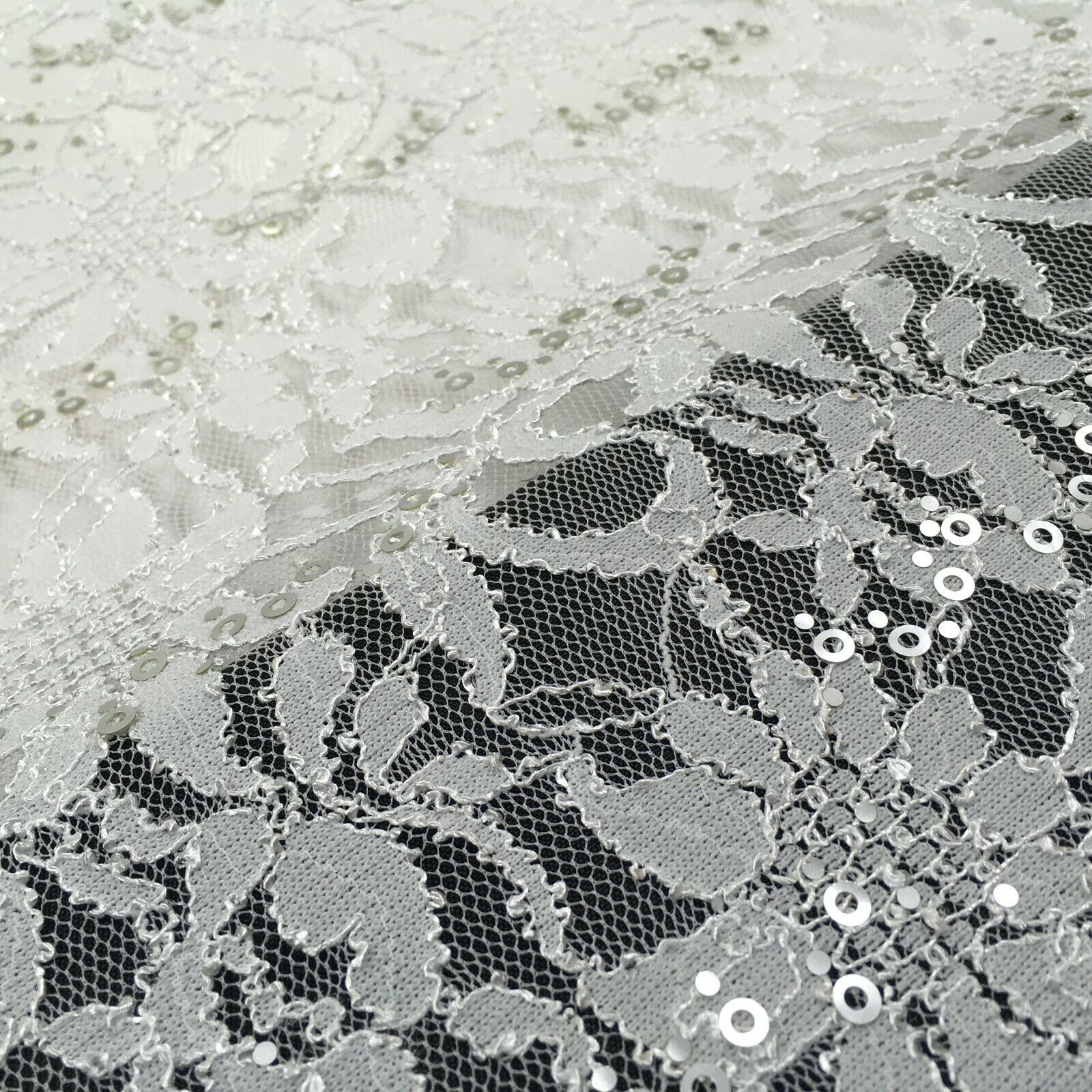 Bridal Raschel floral Lace corded with sequins dress fabric M1434