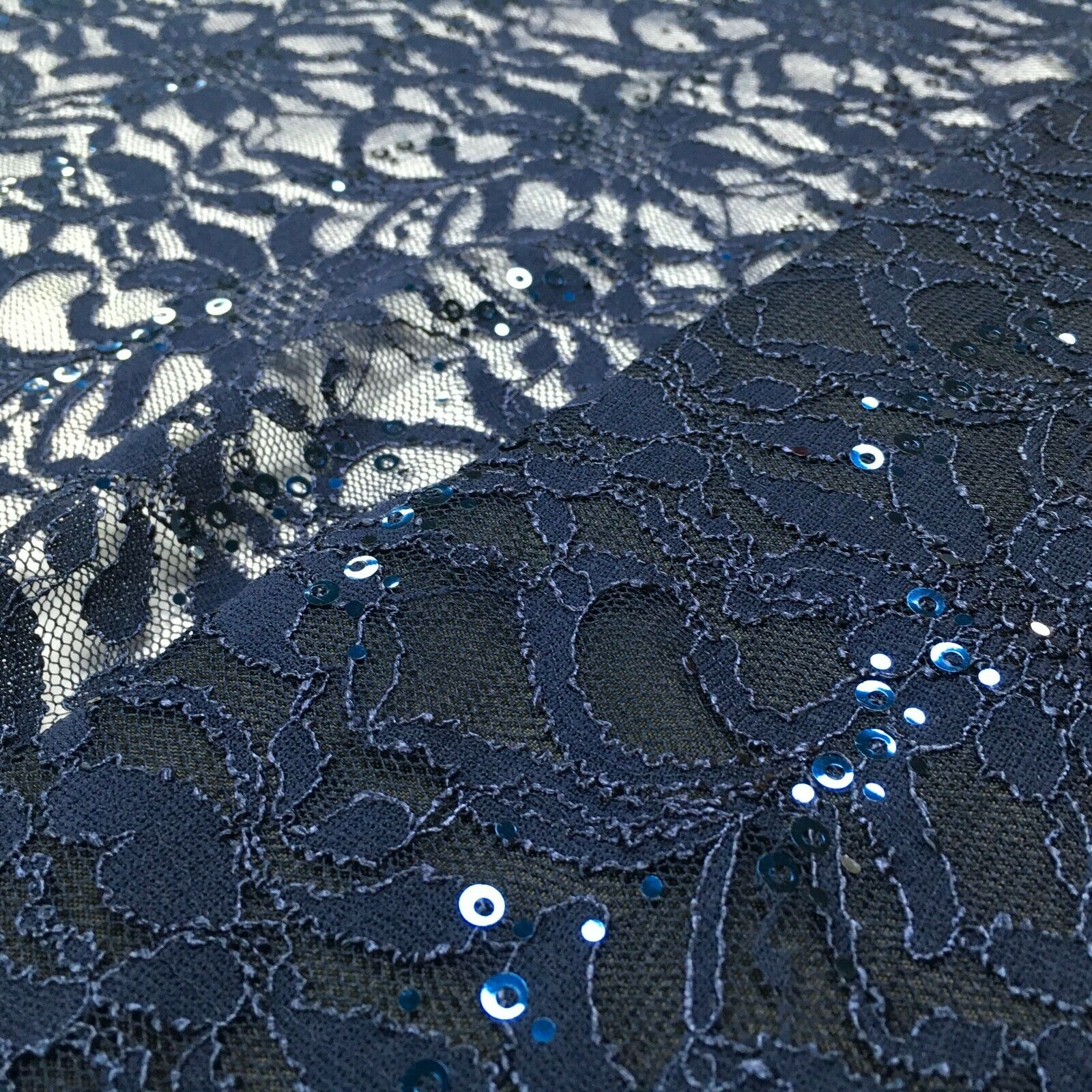 Bridal Raschel floral Lace corded with sequins dress fabric M1434